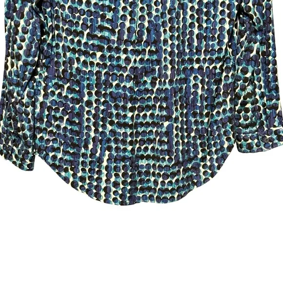 Nic + Zoe Long Good Vibes Sleeve Button Front Abstract Polka Dot Blouse Top - Picture 8 of 14